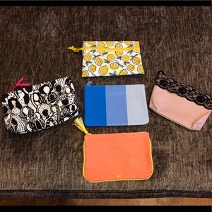 Set of 5 Ipsy Makeup Bags